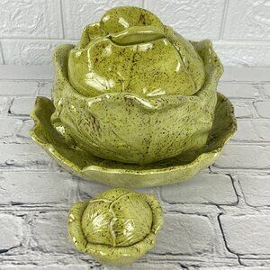 Vintage Holland Mold 1970's Ceramic Cabbage Tureen Set & Shaker
